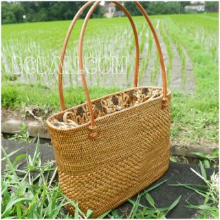 handbags ata grass rattan handle leather handmade bali